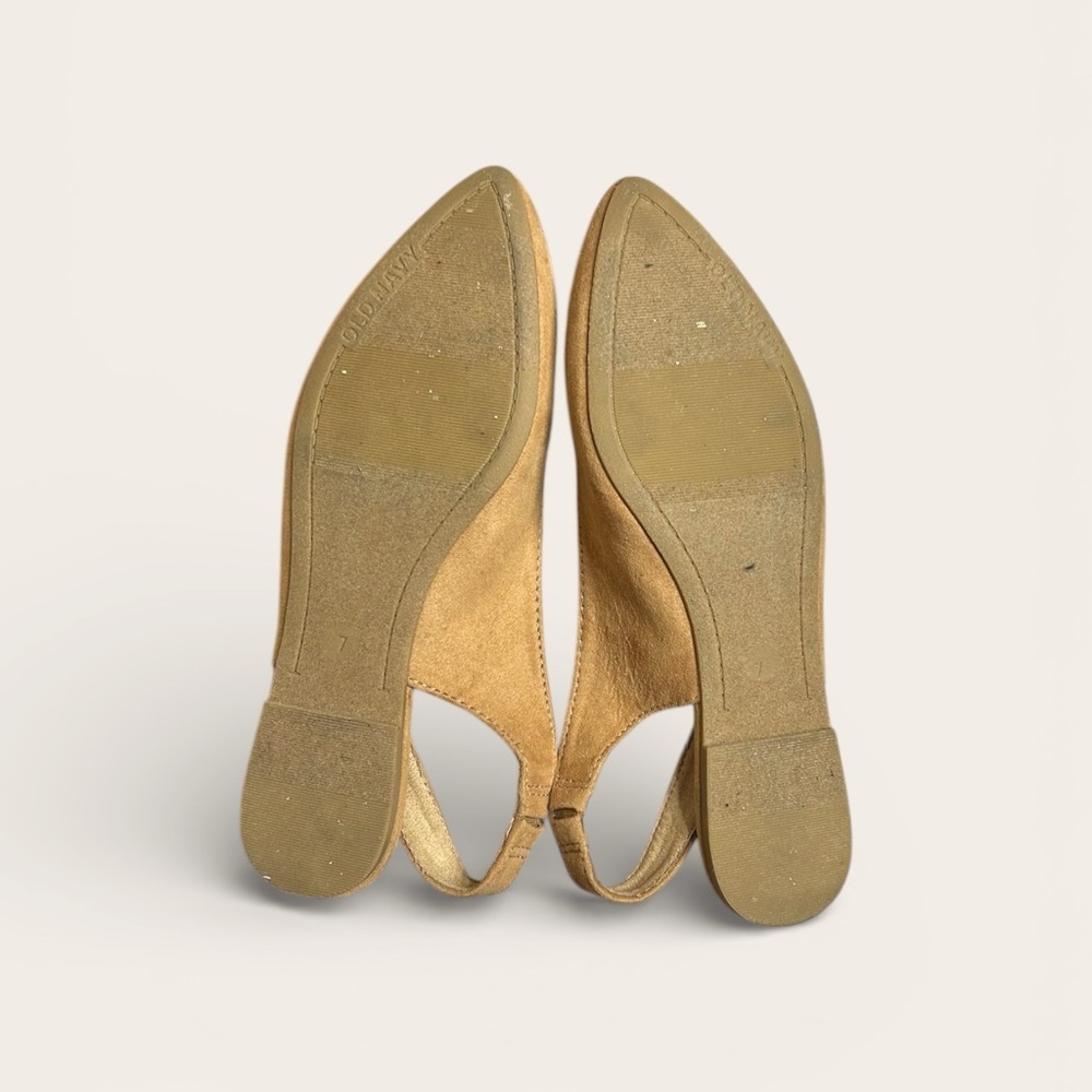 Old Navy Faux Suede Slingback Pointed Toe Flats Tan Camel 7 - Picture 4 of 6